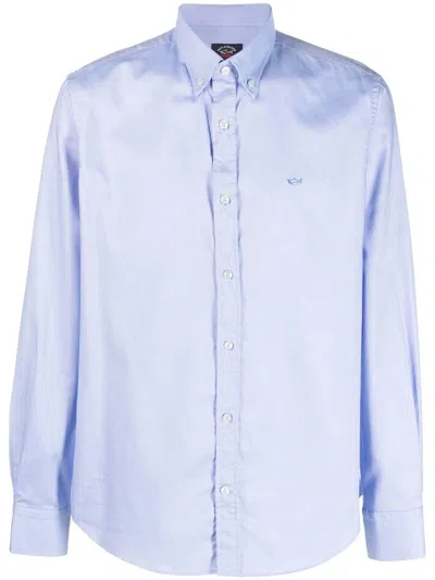 Paul & Shark Embroidered-logo Shirt In Blau