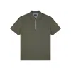 Paul & Shark Polo In Cotone Fine Piqué Con Zip E Dettagli In Lino In Verde Oliva Bruciato
