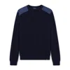 Paul & Shark Maglia Girocollo In Fresco Cotone Con Dettagli In Denim In Blu