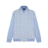 Paul & Shark Cardigan Hybrid Zip-up In Lino Scozzese E Cotone In Avio - Scozzese