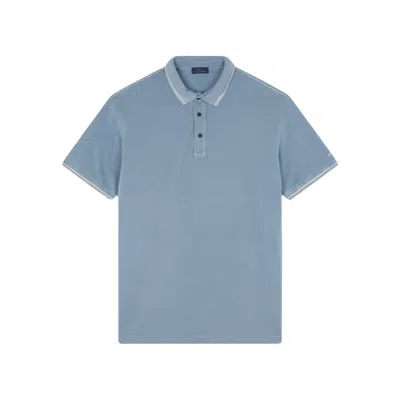Paul & Shark Garment-dyed Cotton Piqué Polo In Avio