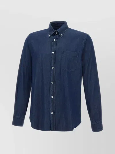 Paul & Shark Giza Cotton Shirt With Double Use Cuffs In Blue