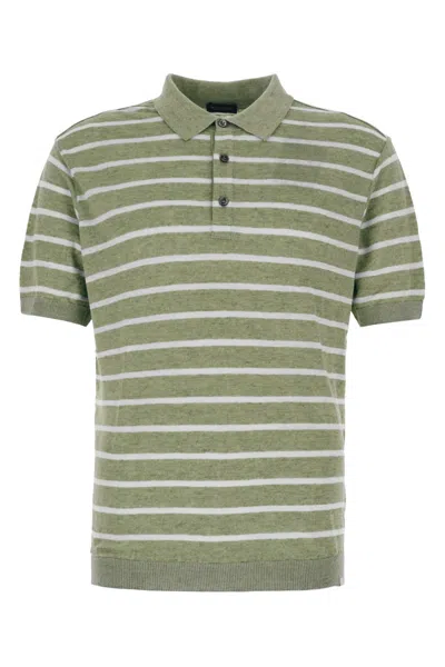 Paul & Shark Green Short Sleeves Striped Polo
