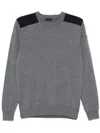Paul & Shark Wool Crewneck Sweater Contrast Panels In Grey