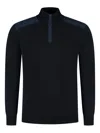 Paul & Shark Maglia Mezza Zip In Fresco Cotone Con Dettagli In Lino In Blue