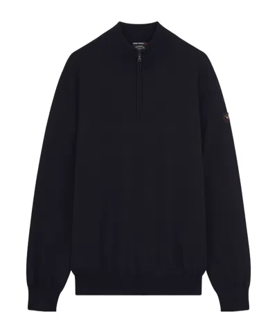 Paul & Shark Half Zipper Sweater In Black