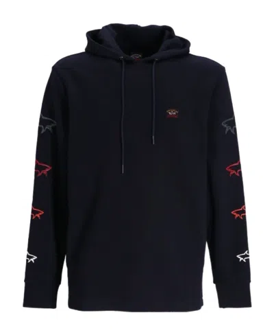 Paul & Shark Hooded Long-sleeved Sweater In Black