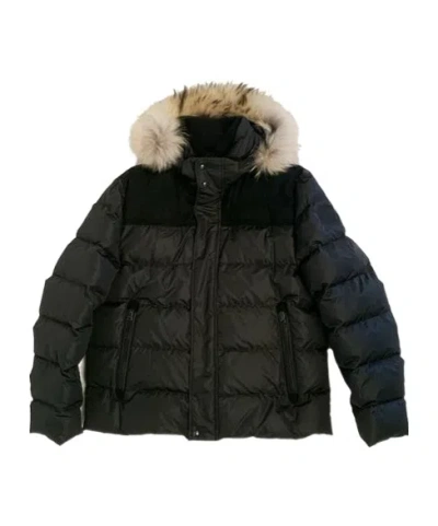 Paul & Shark Hooded Quilted Down Jacket In Black