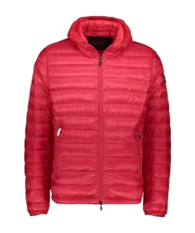 Paul & Shark Hooded Quilted Down Jacket In Red