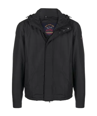 Paul & Shark Hooded Rain Jacket In Black