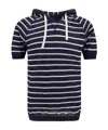 Paul & Shark Linen Hooded T-shirt Striped Pattern In Black