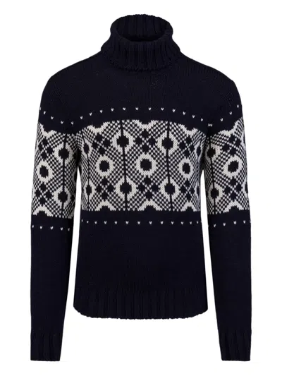 Paul & Shark Intarsia-knit Jumper In Blue