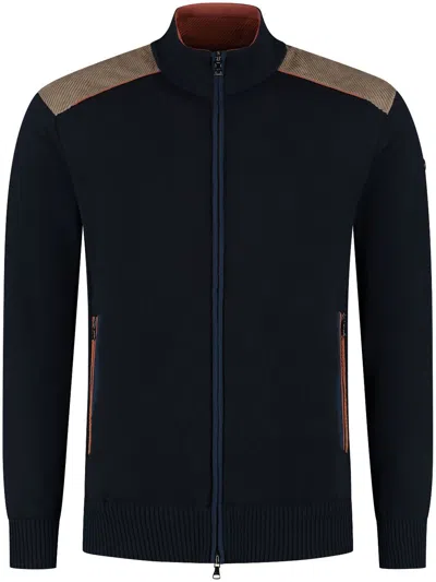 Paul & Shark Men's High Collar Zipped Cardigan In Blue