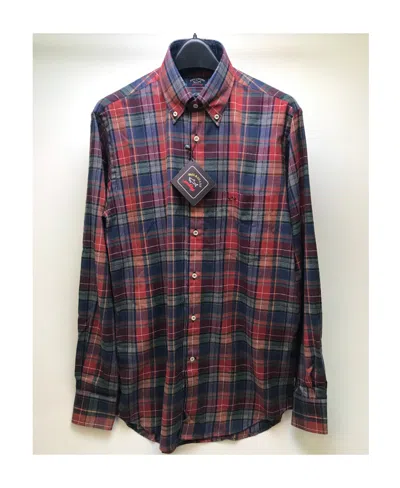 Paul & Shark Lapel Plaid Long-sleeved Shirt In Black