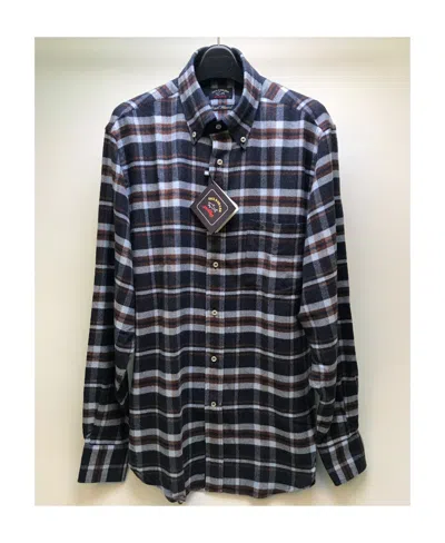 Paul & Shark Lapel Plaid Long-sleeved Shirt In Black