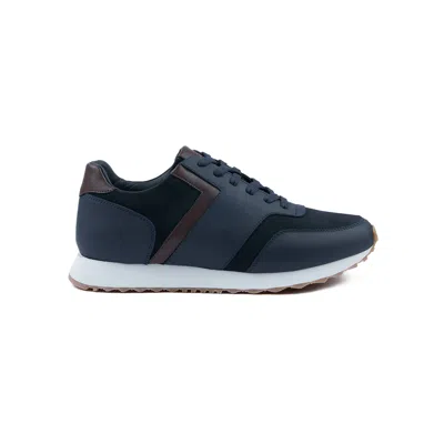 Paul & Shark Trainers In Pelle E Suede In Blu Navy