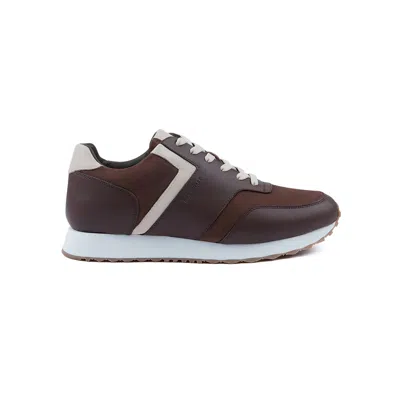 Paul & Shark Sneakers In Pelle E Suede In Marrone