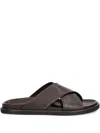 Paul & Shark Leather Slides In Brown