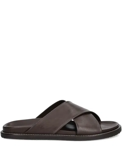 Paul & Shark Leather Slides In Brown