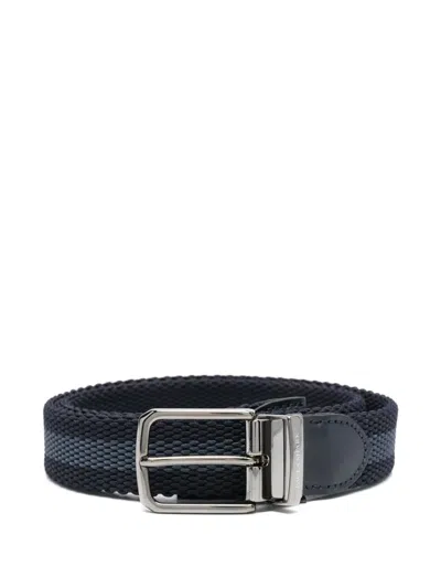 Paul & Shark Leather-trim Belt In Blue