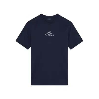 Paul & Shark T-shirt In Cotone Light Jersey Con Stampa In Blu
