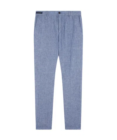 Paul & Shark Linen Chino Pants With Drawstring In Blue