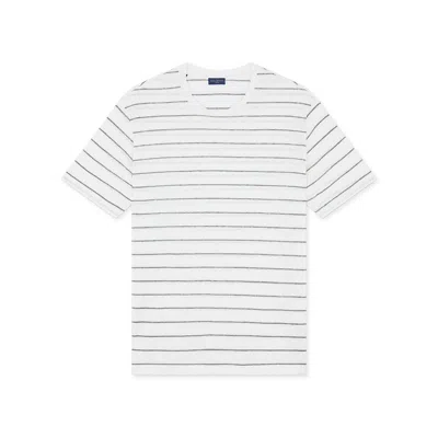 Paul & Shark T-shirt In Jersey Di Lino Con Motivo A Righe In Bianco - Verde