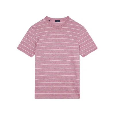 Paul & Shark T-shirt In Jersey Di Lino Con Motivo A Righe In Rosso Rosato + Bianco