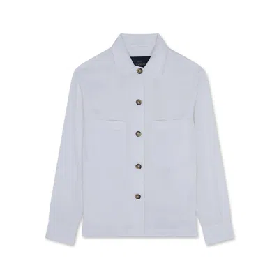 Paul & Shark Overshirt In Lino In Bianco