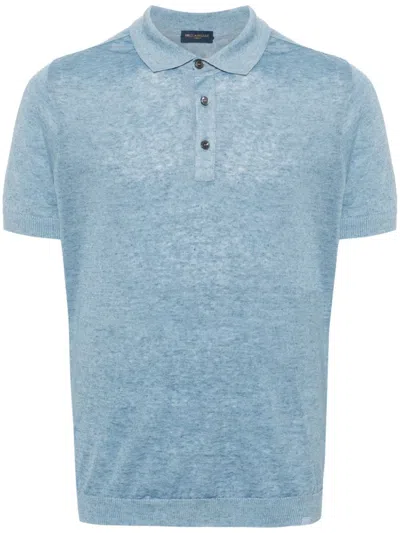 Paul & Shark Linen Polo Shirt In Blue