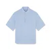 Paul & Shark Camicia In Lino Popover Manica Corta In Bianco Righe Avio