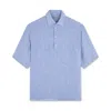 Paul & Shark Camicia In Lino Popover Manica Corta In Bianco Righe Blu