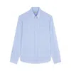 Paul & Shark Camicia In Lino Seersucker In Bianco Righe Avio