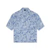 Paul & Shark Camicia In Lino In Bianco Paisley Blu Azzurro