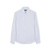 Paul & Shark Camicia In Lino Con Collo Alla Francese In Bianco Righe Blu
