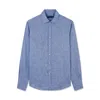Paul & Shark Camicia In Lino Con Collo Alla Francese In Blu