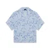 Paul & Shark Camicia In Lino Con Stampa Paisley In Bianco Paisley Blu Azzurro