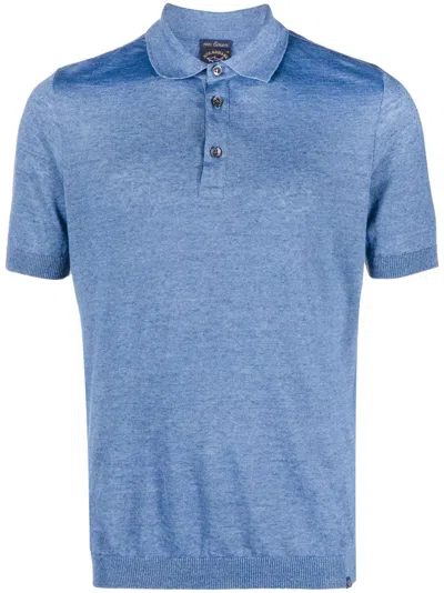 Paul & Shark Linen Short-sleeve Polo Shirt In Blue