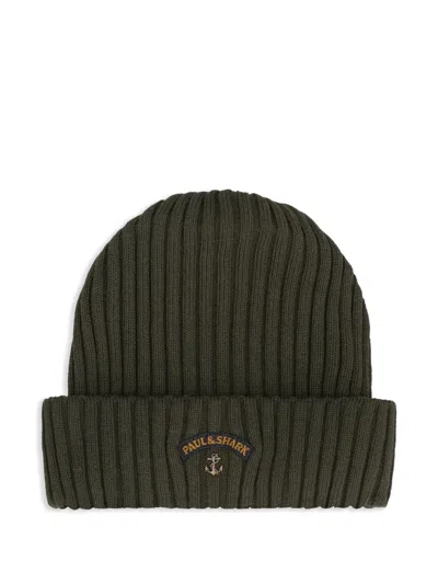 PAUL & SHARK LOGO-APPLIQUÉ BEANIE HAT