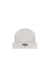 Paul & Shark Ribbed Wool Beanie In Grey
