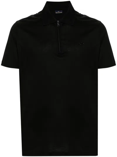 Paul & Shark Logo-plaque Polo Shirt In Black