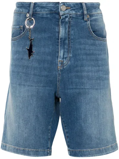 Paul & Shark Logo-charm Denim Shorts In Blue