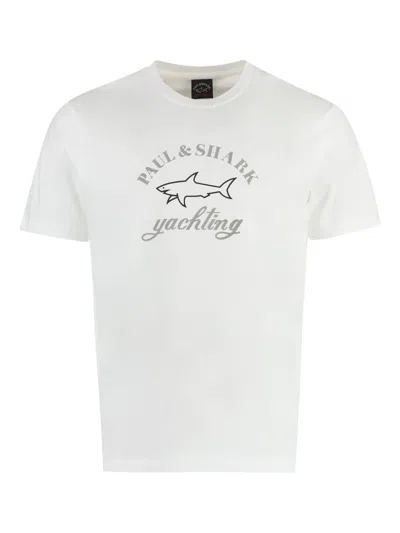 Paul & Shark Logo Cotton T-shirt In White