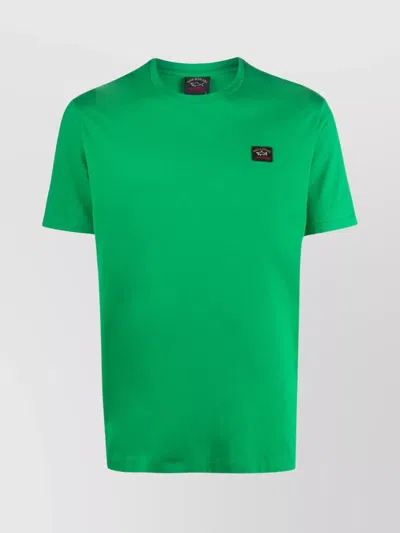 Paul & Shark Logo Crew Neck T-shirt With Short Sleeves In Green