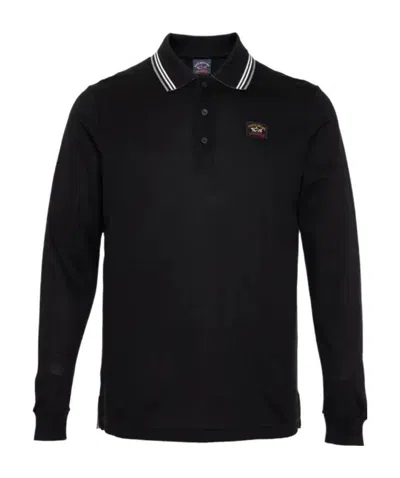 Paul & Shark Logo Details Polo Shirt In Black