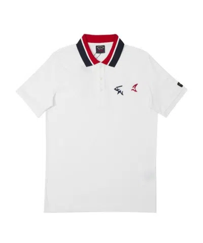 Paul & Shark Logo Details Polo Shirt In White
