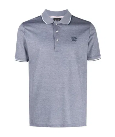 Paul & Shark Logo-embroidered Cotton Polo Shirt In Gray