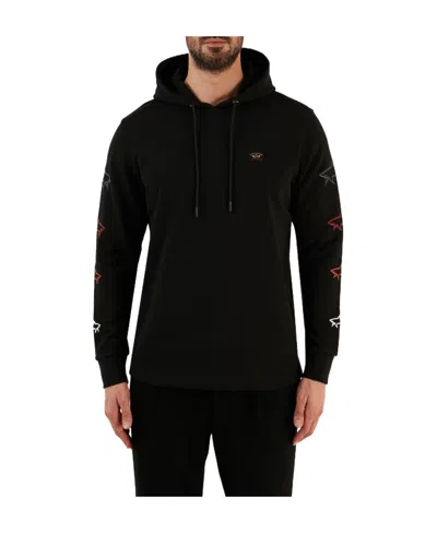 Paul & Shark Logo-embroidered Shark Print Hoodie In Black