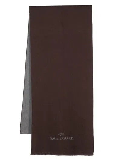 Paul & Shark Logo-jacquard Scarf In Brown