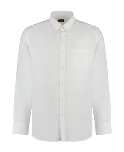 Paul & Shark Logo Long-sleeved Shirt In White